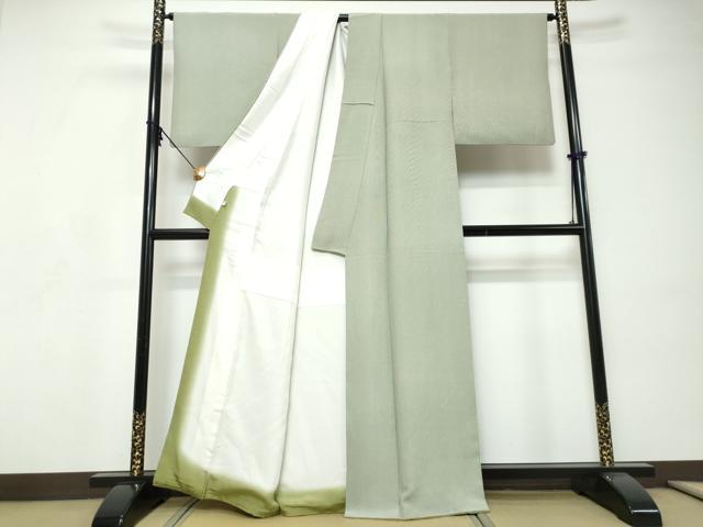 平和屋着物●小紋師 大島操 江戸小紋 万筋 深川鼠色×白色 正絹 逸品 DABI9223ud