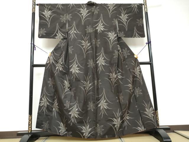平和屋着物●本場大島紬 地空き 草花文 正絹 逸品 DABI9228ud