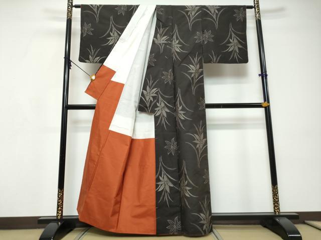 平和屋着物●本場大島紬 地空き 草花文 正絹 逸品 DABI9228ud