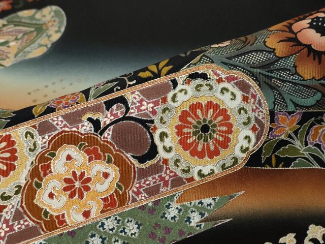 平和屋着物●豪華黒留袖 作家物 駒刺繍 エ霞鳳凰草花文 暈し染め 金銀彩 正絹 逸品 DABI9229ud