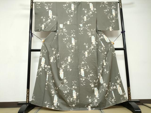 平和屋着物●上質な小紋 短冊更紗花文 金彩 正絹 逸品 DABI9234ud