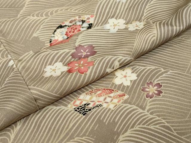 平和屋着物●上質な小紋 地紙舞花文 金彩 正絹 逸品 DABI9240ud