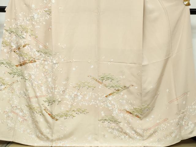平和屋着物●訪問着 駒刺繍 吉祥草花文 暈し染め 金彩 正絹 逸品 DABI9244ud