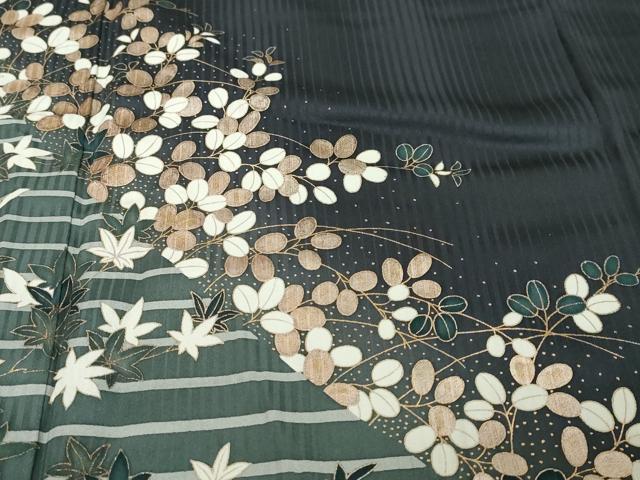 平和屋着物●訪問着 草葉文 暈し染め 金彩 正絹 逸品 DABI9246ud