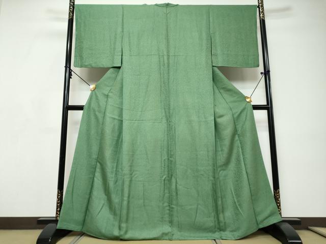 平和屋着物●上質な色無地 干割れ地紋 老竹色 正絹 逸品 DABI9247ud