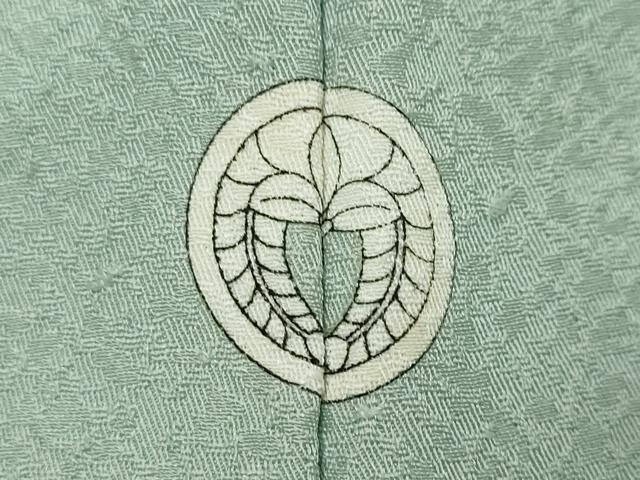 平和屋着物●上質な色無地 紋意匠 白緑色 正絹 逸品 DABI9248ud