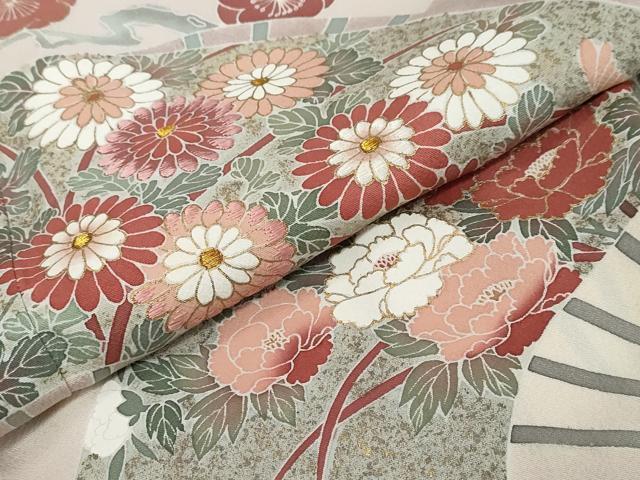 平和屋着物●豪華色留袖 刺繍 扇面草花文 暈し染め 金彩 正絹 逸品 DABI9256ud