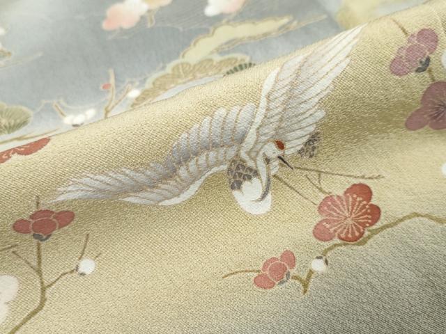 平和屋着物●豪華色留袖 友禅 作家物 浜松群鶴花文 暈し染め 正絹 逸品 DABI9260ud