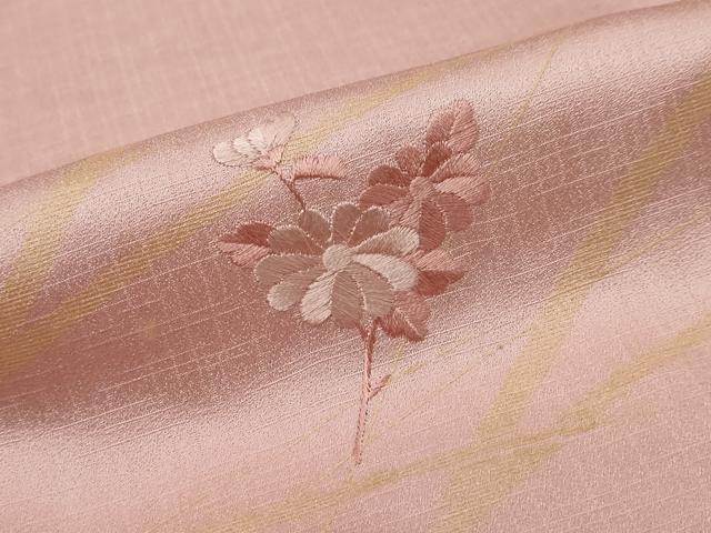 平和屋着物●中国三大刺繍 スワトウ刺繍 汕頭刺繍 訪問着 箔散らし草花文 暈し染め 金銀彩 正絹 逸品 DABI9273ud