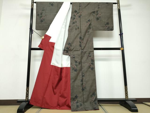 平和屋着物●本場大島紬 7マルキ 草花文 正絹 逸品 DABI9275ud