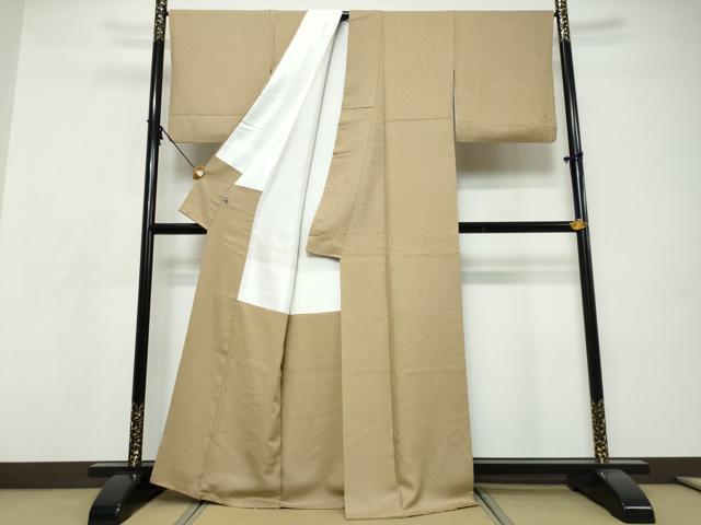 平和屋着物●上質な色無地 草花地紋 伽羅色 正絹 逸品 DABI9276ud