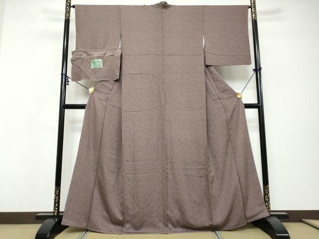 平和屋着物●上質なお召 彩天目織 霞文 反端付き 正絹 逸品 未使用 DABI9280ud