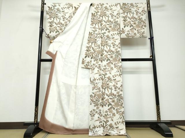 平和屋着物●上質な小紋 更紗花文 正絹 逸品 DABI9283ud