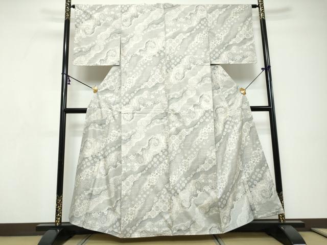 平和屋着物●本場大島紬 白大島 9マルキ 道長花鳥文 正絹 逸品 未使用 DABI9284ud