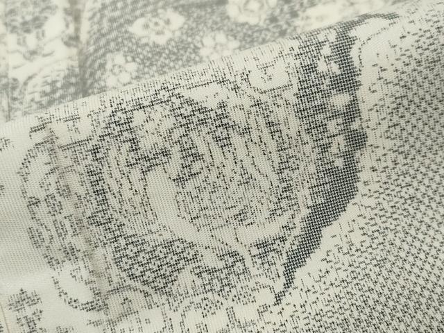 平和屋着物●本場大島紬 白大島 9マルキ 道長花鳥文 正絹 逸品 未使用 DABI9284ud