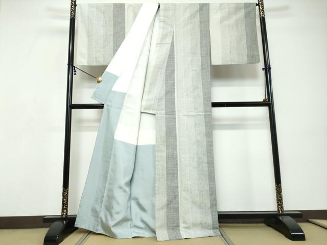 平和屋着物●結城紬 間道 正絹 逸品 DABI9285ud