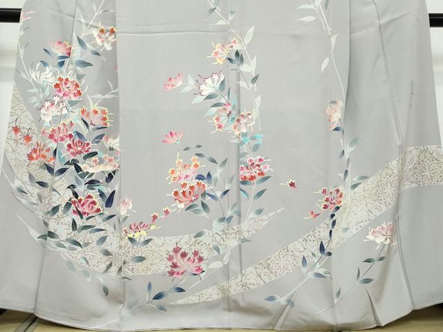 平和屋着物●本加賀友禅作家 三浦江子 訪問着 草花文 正絹 逸品 DABI9288ud