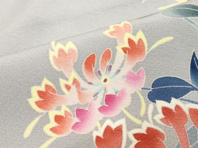 平和屋着物●本加賀友禅作家 三浦江子 訪問着 草花文 正絹 逸品 DABI9288ud