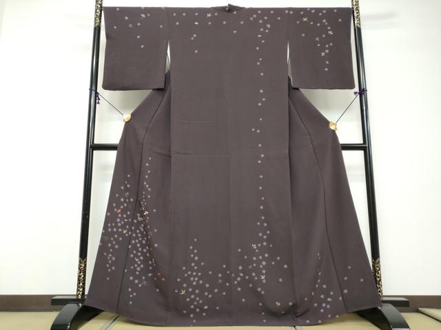 平和屋着物●訪問着 絞り 刺繍 舞葉文 金彩 正絹 逸品 DABI9296ud
