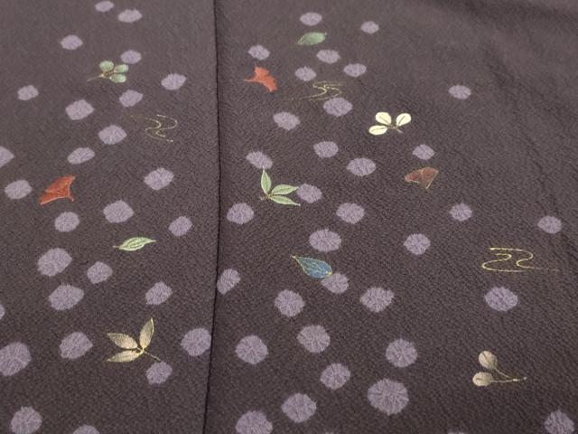 平和屋着物●訪問着 絞り 刺繍 舞葉文 金彩 正絹 逸品 DABI9296ud