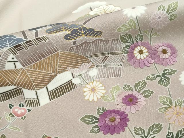 平和屋着物●西陣 京の名門 じゅらく謹製 帝王紫 訪問着 駒刺繍 風景草花文 暈し染め 金彩 正絹 逸品 未使用 DABI9297ud