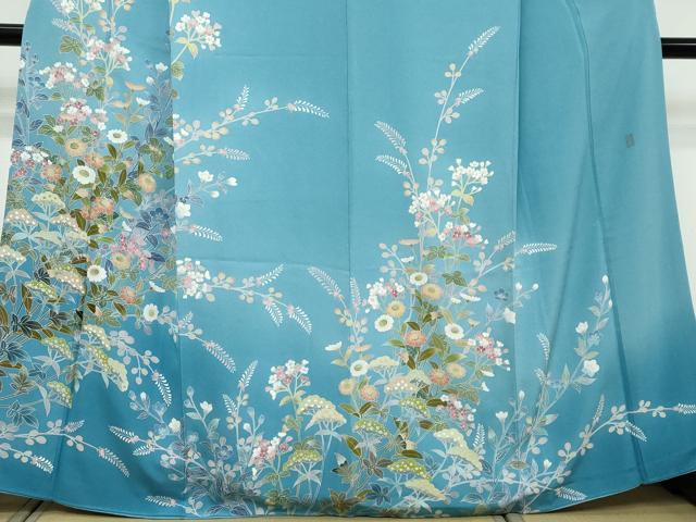 平和屋着物●訪問着 友禅 作家物 草花文 正絹 逸品 DABI9298ud