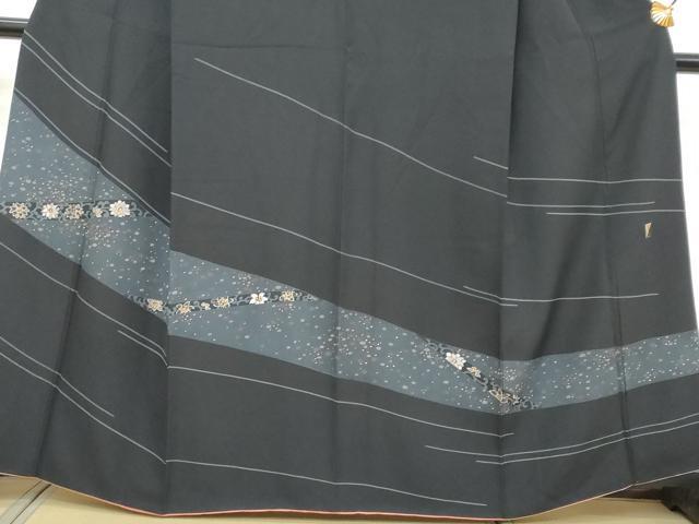 平和屋着物●訪問着 作家物 更紗花唐草文 黒地 金彩 鈴乃屋扱い 正絹 逸品 DABI9303ud