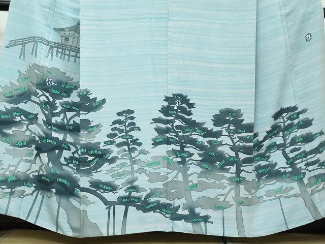 平和屋着物●訪問着 背抜き仕立て 作家物 ろうけつ染め 風景樹林文 正絹 逸品 DABI9314ud
