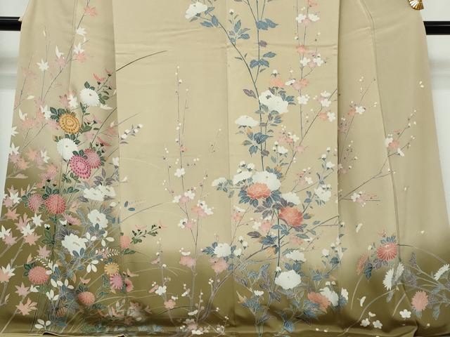 平和屋着物●訪問着 友禅 枝花文 暈し染め 正絹 逸品 DABI9320ud