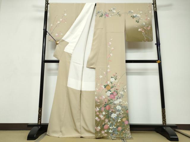 平和屋着物●訪問着 友禅 枝花文 暈し染め 正絹 逸品 DABI9320ud