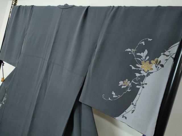 平和屋着物●訪問着 刺繍 枝花文 シルエット 金彩 鬼しぼ縮緬 やまと誂製 ロング丈 正絹 逸品 DABI9323ud