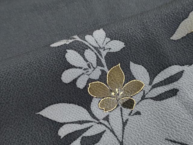 平和屋着物●訪問着 刺繍 枝花文 シルエット 金彩 鬼しぼ縮緬 やまと誂製 ロング丈 正絹 逸品 DABI9323ud