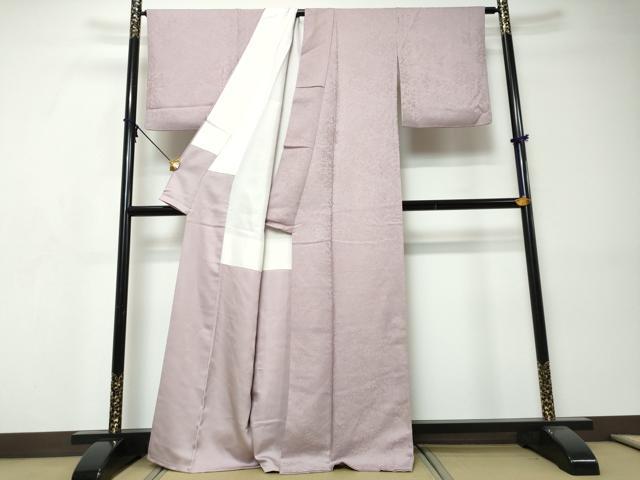平和屋着物●上質な色無地 草花地紋 紅藤色 正絹 逸品 DABI9338ud