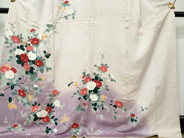 平和屋着物●訪問着 枝椿文 暈し染め ロング丈 正絹 逸品 DABI9340ud