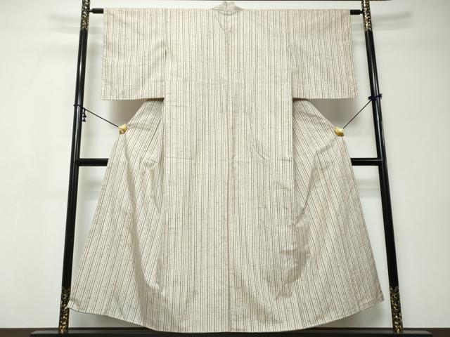 平和屋着物●ぜんまい紬 縞 正絹 逸品 DABI9348ud