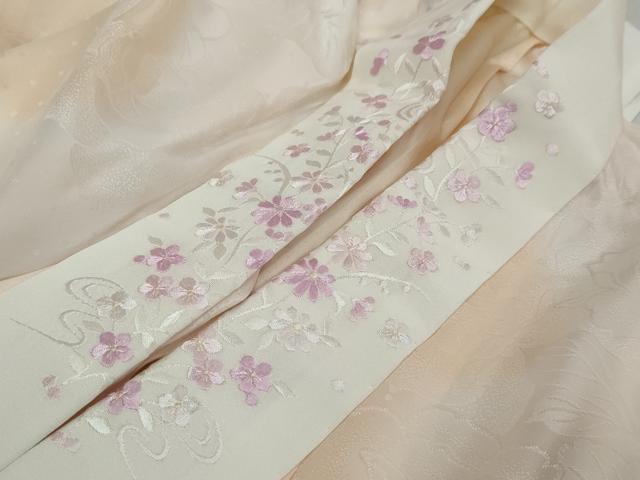 平和屋着物●豪華振袖・長襦袢セット(無双仕立て) 熨斗草花文 暈し染め 金彩 京都きもの友禅扱い 半衿刺繍 正絹 逸品 DABI9355ud