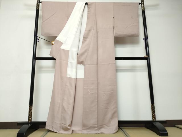平和屋着物●上質な色無地 草花地紋 梅鼠色 正絹 逸品 DABI9356ud