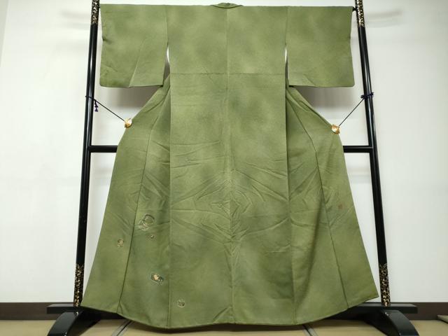 平和屋着物●染色作家 奥田祐斎 色留訪問着 刺繍 花蝶文 銀彩 正絹 逸品 DABI9367ud