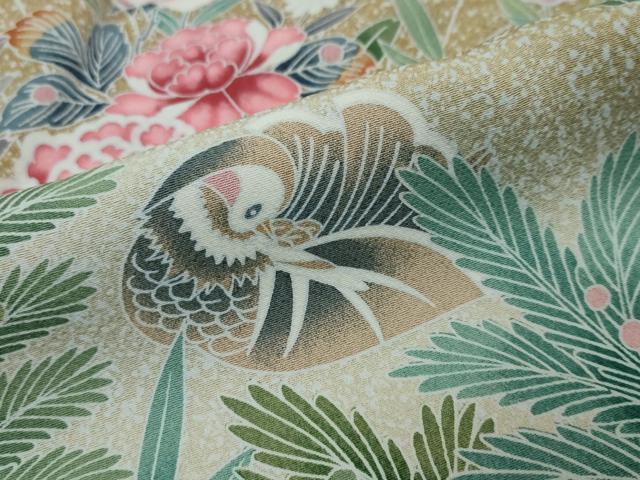 平和屋着物●訪問着 友禅 花鳥文 暈し染め 正絹 逸品 DABI9368ud