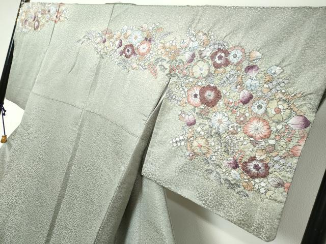 平和屋着物●訪問着 辻が花 銀通し地 正絹 逸品 DABI9370ud