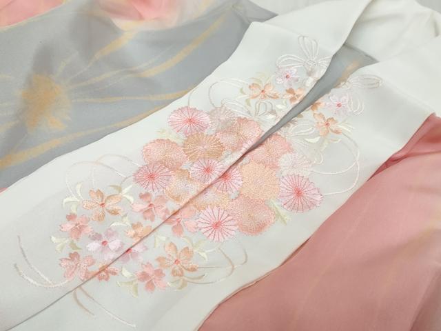 平和屋着物●長襦袢 無双仕立て 抽象文様 反端付き 半衿刺繍 正絹 逸品 DABI9374ud
