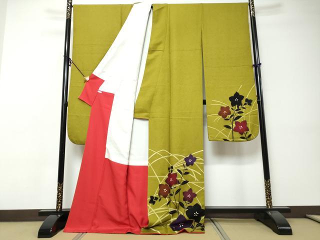 平和屋着物●豪華振袖 草花文 正絹 逸品 DABI9376ud
