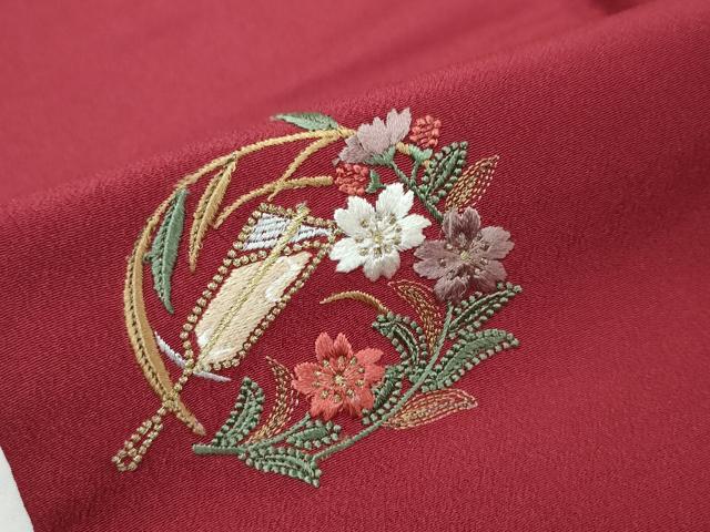 平和屋着物●中国三大刺繍 スワトウ刺繍 汕頭刺繍 総刺繍 振袖 草花丸文 金糸 洗える着物 DABI9389ud