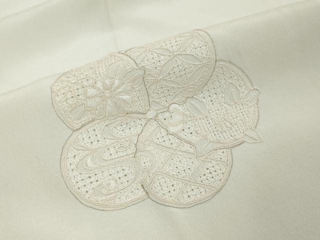 平和屋着物●中国三大刺繍 汕頭刺繍 スワトウ刺繍 総刺繍 長襦袢 無双仕立て 風景草花地紋 生成り色 正絹 逸品 DABI9391ud
