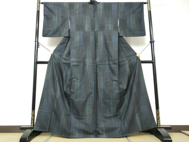 平和屋着物●本場大島紬 9マルキ 変わり縞 正絹 逸品 DABI9406ud