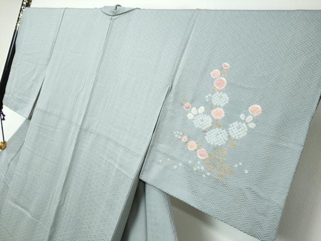 平和屋着物●訪問着 絞り 草花籬文 金彩 正絹 逸品 DABI9421ud