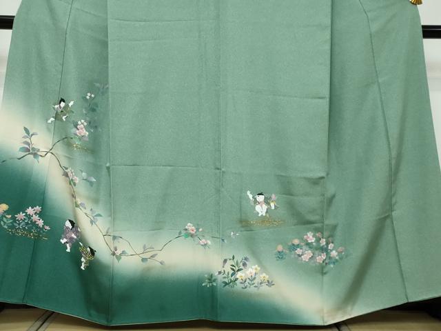 平和屋着物●訪問着 童子遊び 暈し染め 金彩 正絹 逸品 DABI9427ud