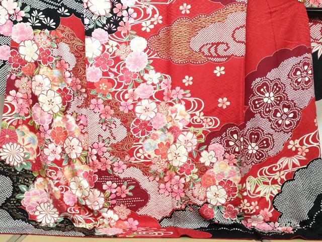 平和屋着物●豪華振袖 雲霞草花文 金彩 正絹 逸品 DABI9438ud