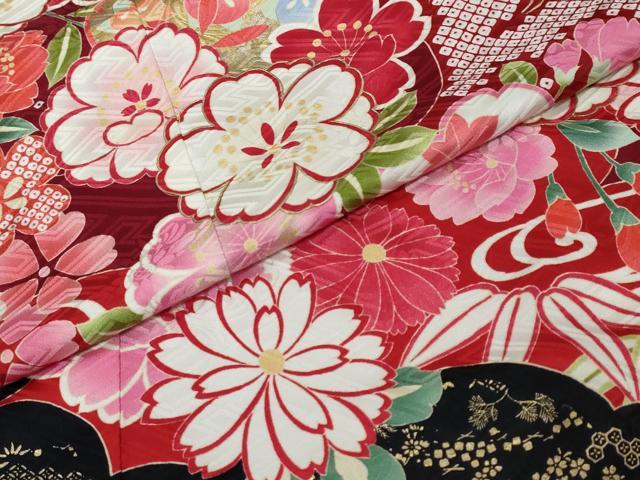 平和屋着物●豪華振袖 雲霞草花文 金彩 正絹 逸品 DABI9438ud