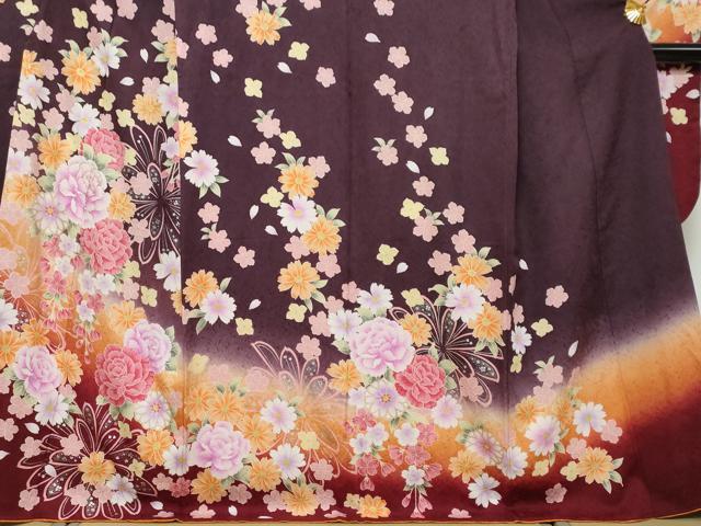 平和屋着物●豪華振袖 駒刺繍 草花文 暈し染め 銀彩 正絹 逸品 DABI9445ud